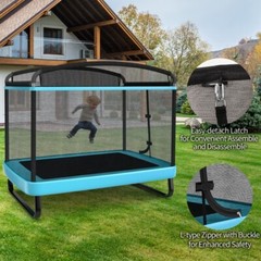 6FT Kids Entertaining Trampoline 2 In 1 Children Jumping W/ Swing Safety Fence