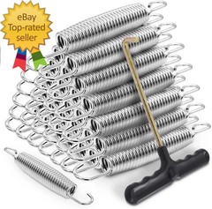 72 Pieces Trampoline Springs Replacement with T-Hook Heavy Duty Stainless Steel