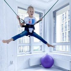 Bungee training for kids and adults at home. Summer Camp Outdoor Jumping