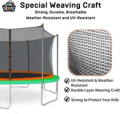 Weather-Resistant 14ft Trampoline Net Replacement – Includes 6 Pole Caps & Cords