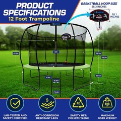 Pumpkin Trampoline with Basketball Hoop & Inner Enclosure – Safe, Durable