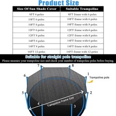 Trampoline Shade Cover, Trampoline Cover for 8FT 10FT 12FT 14FT 16FT Straight…