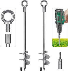 30” Ground Anchors Screw in Heavy Duty 12mm Solid Steel 3″ Spiral Blade