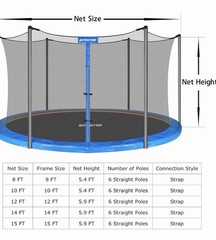 Trampoline Replacement Safety Net Enclosure 14 Ft 6 Straight Pole Net Only