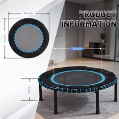 40″ Mini Fitness Exercise Rebounder Trampoline for Adult Indoor/Garden Workout