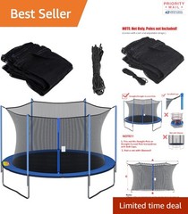 Breathable Safety Net For 14Ft Round Trampoline 6 Pole Zipper Design Black Blue