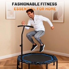 48″ Gym Mini Rebounder Trampoline for Adults Fitness with Adjustable Handle Bar
