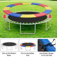 16 ft Trampoline Replacement Safety Round Protective Cover Foldable With Elastic