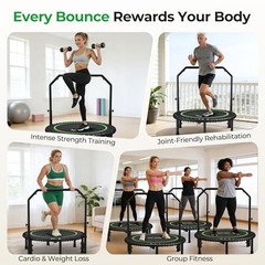 BT2 450/550LBS Mini Rebounder Trampoline for Adults with Bar, 40IN 40IN-GREEN