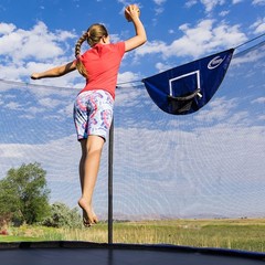 Trampoline Accessory Kit with Basketball Game, 4 Windstakes & Wide Step Ladder