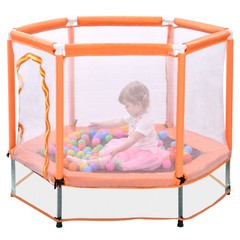 55” Toddlers Trampoline w/ Safety Enclosure Net and Balls Kids Mini Trampoline