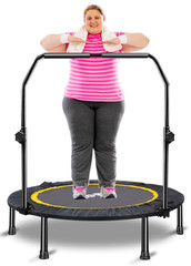 Trampolín Plegable 40″, Rebounder Fitness con Asa Ajustable y Cubierta Segura