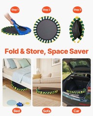 36in Foldable Indoor Trampoline for Kids 130lb Load Limit Steel Frame