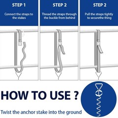 Trampoline Anchors & Stakes Kit with 4 Strong Belts, Heavy Duty Anchor Corksc…