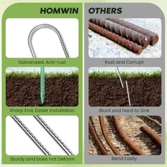12 inches Tent Stakes Heavy Duty 34-Pack, 5/16″ Diameter J Hook Fence Stakes …