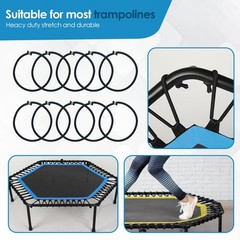 Trampoline Elastic Rope High Jump Bungee Cord Aluminum Buckle Black 10 Pieces
