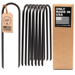 8 Pack Black U Shaped Trampoline Ground Stakes Anchors Heavy Duty