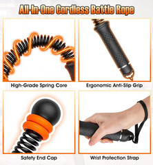 Weighted Ropeless Battle Ropes with Adjustable Spring Resistance, Quiet Cordless