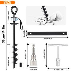 Ground Anchors Screw in – 4 Pack Ground Anchors with Power Nut and Tool,Swing…