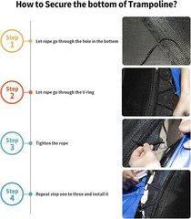Round Trampoline Replacement Safety Net for 6 Straight Poles | UV-Resistant, …