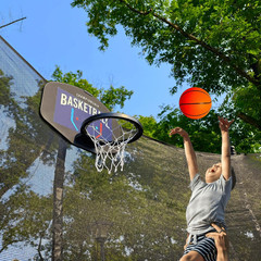 Trampoline Basketball Hoop Set with Adjustable Height, Balls & Pump Included