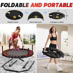 40-inch foldable trampoline with handle – high-grade – elastic – black