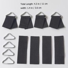 20Pcs Reusable Trampoline Triangle Rings Steel Buckles with Nylon Straps Black