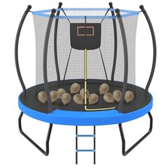 8ft 10ft Trampoline with Basketball Hoop & Ladder Outdoor Backyard Trampolines