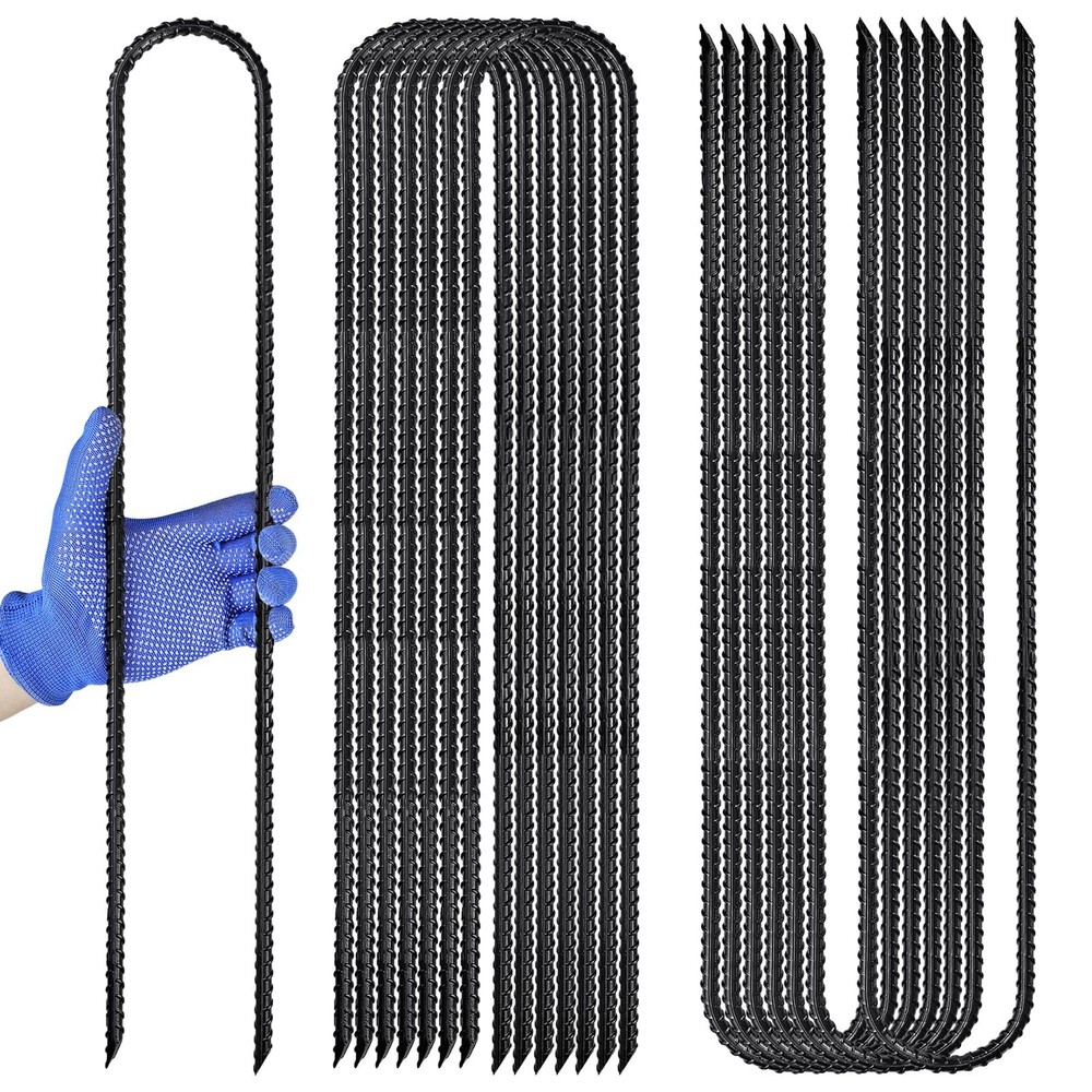 Trampoline Ground Anchors 24-Inch Heavy Duty U Rebar Stakes for Trampoline, D…