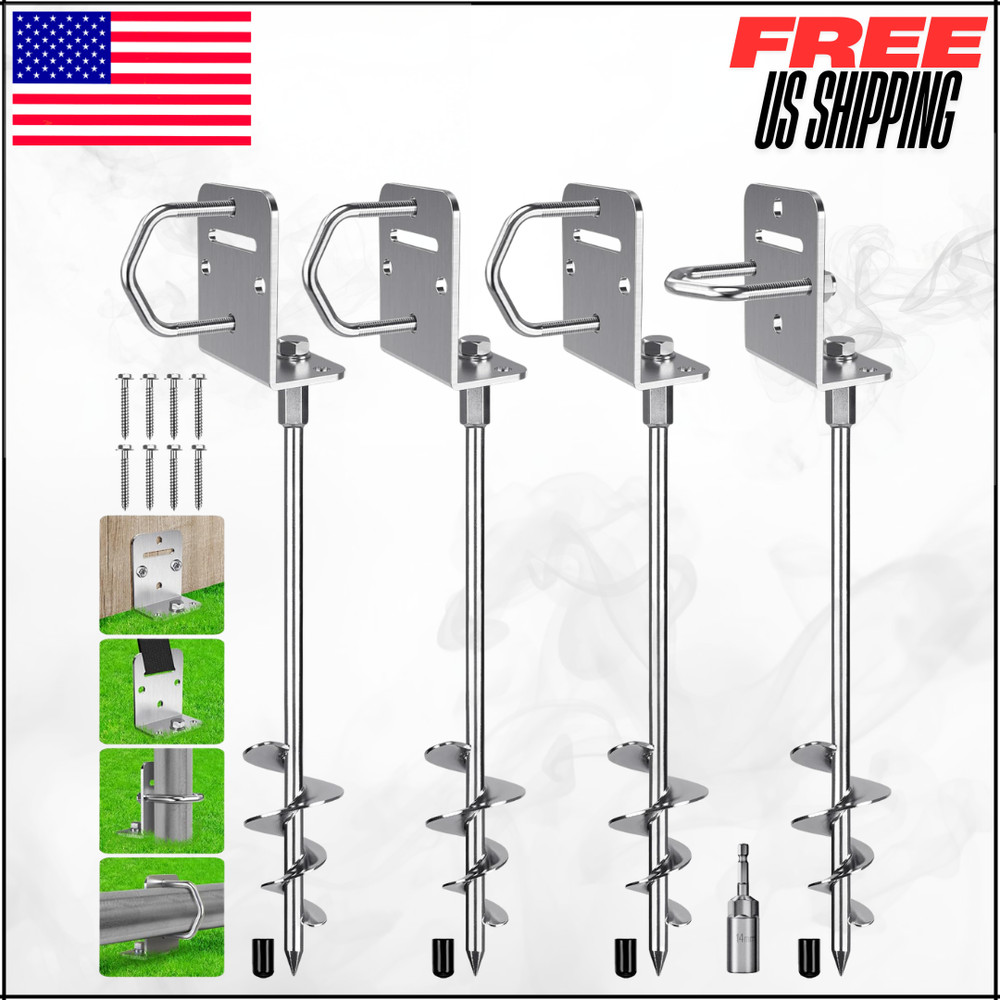 Ground Anchors Screw In Mobile Home Tapered Spiral Bracket Set 2/4 PK 18″ 30″