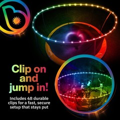 Above-the-Net Trampoline Lights – 40ft Clips to Safety Net – Color Changing T…