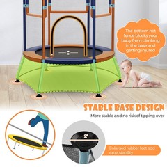 Kids Mini Trampoline w/59″ Higher Enclosure Net Seamless Jumping Mat Zipper Door