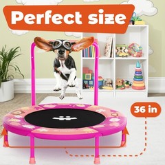 Happin 36″ Mini Foldable Toddler Trampoline with Height-Adjustable Handle for…
