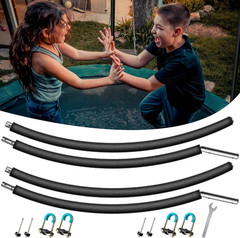 Trampoline Replacement Poles Curved Steel 8-16FT with Foam Sleeves and Hardware