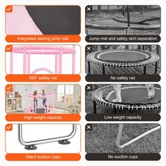 VEVOR 55″ Trampoline for Kids Mini Toddler Trampoline with Net Indoor Outdoor