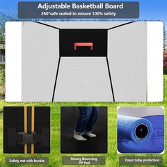 Upgraded 14FT Trampoline for Kids and Adults with Basketball Hoop and Light