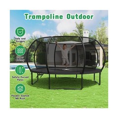 Polar Aurora 10FT 12FT 14FT 16FT Outdoor Trampoline with Safety Enclosure Net…