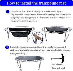 Bzzter Trampoline Replacement Mat Fits 14ft Frame 96 Rings 143.7 Inch 8.5″ Sprin