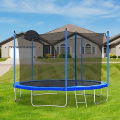 12FT Trampoline for Adults & Kids with Basketball Hoop, Outdoor Trampolines