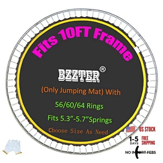 Trampoline Fit 10FT Round Frame 60V-rings/102.8″Diam/Fits 5.3″-5.7″Springs