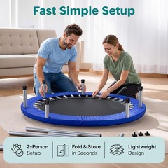 40″ Foldable Mini Trampoline for Adults – Compact Fitness Rebounder Adjustable