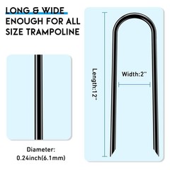 Heavy-Duty Trampoline Stakes for High Winds, 12-Inch Galvanized Steel Anchors