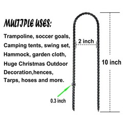 Heavy Duty U Shaped Rebar Ground Stakes Trampoline Anchors 10 Inch 24 PCS