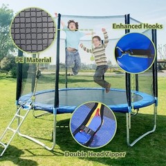 Trampoline Net Replacement Safety Enclosure Nets Protective 8FT 6Poles Black