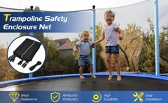 16ft Replacement Weather-Resistant Trampoline Safety Enclosure Net Double-Zipper