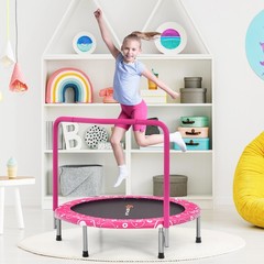 36″ Kids Trampoline Rebounder W/Full Covered Handrail & Pad Indoor Outdoor Pink