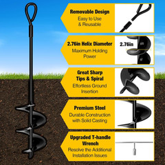 MIXC 18 Inch Heavy Duty Ground Anchors Screw in, 4 Pack Spiral Trampoline Stakes