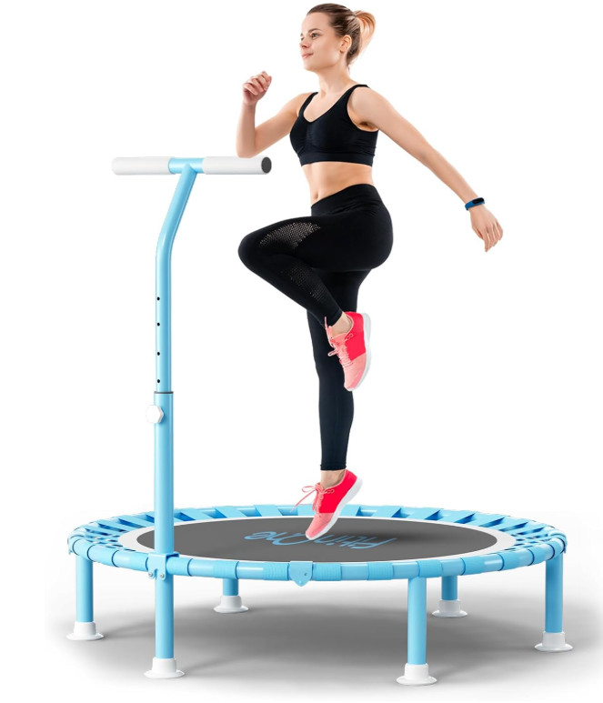 Mini Trampolín Fitness 40″ Plegable con Barra Ajustable, Soporta 330 lb, Nuevo