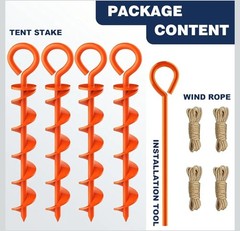 Eurmax USA Canopy Stakes Steel Anchor Kit works for Dogs, Trampolines, Others
