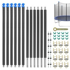 6PCS Replacement Enclosure Poles Curved & Straight for 8-16FT Trampoline